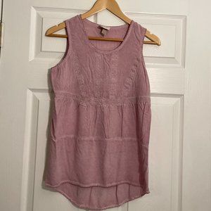 Knox Rose Women's Mauve Pink Sleeveless Peasant Bohemian Tunic Top Blouse XS